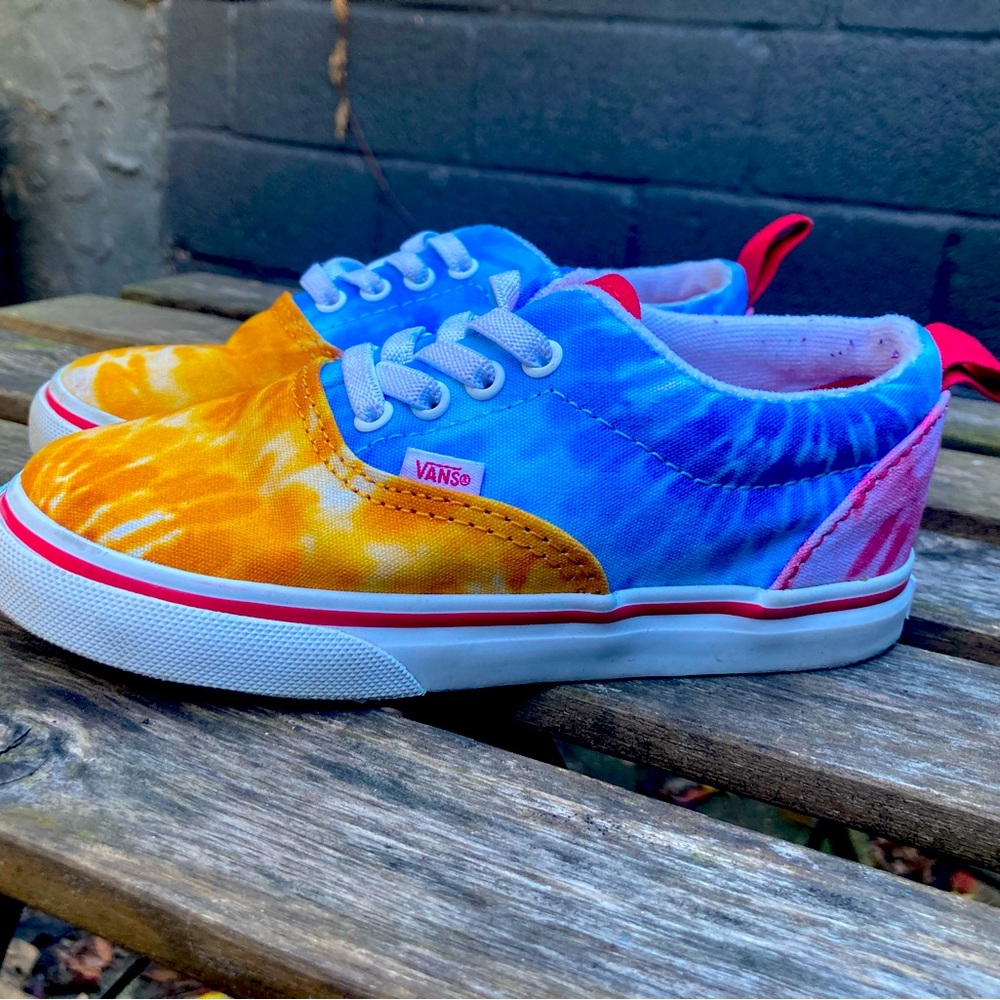 Vans Old Skool Blue, & Orange Tie Dye Skate Shoes Low Tops Size 10C Todd…